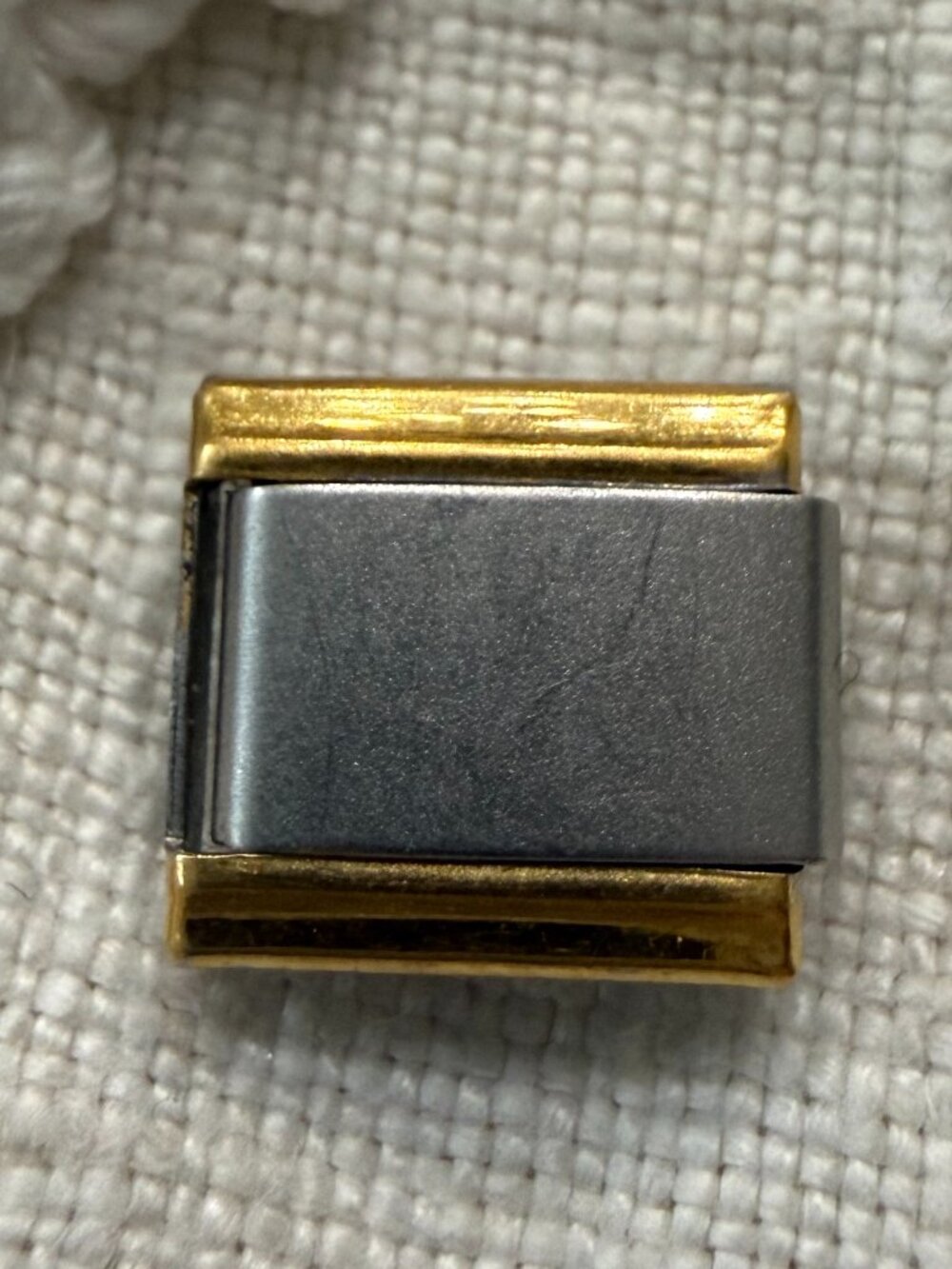 Gioielli Italy Stainless Steel & Gold Plate Bracelet Charm Link, 9mm
